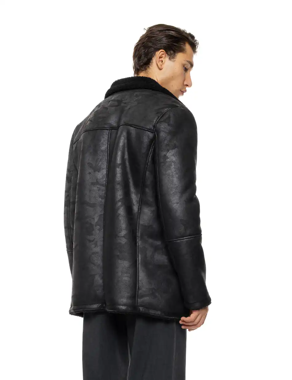 Biston Ανδρικό demi παλτό με γιακά 54-201-076 BLACK