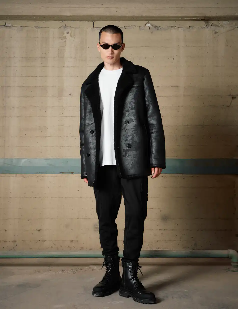 Biston Ανδρικό demi παλτό με γιακά 54-201-076 BLACK