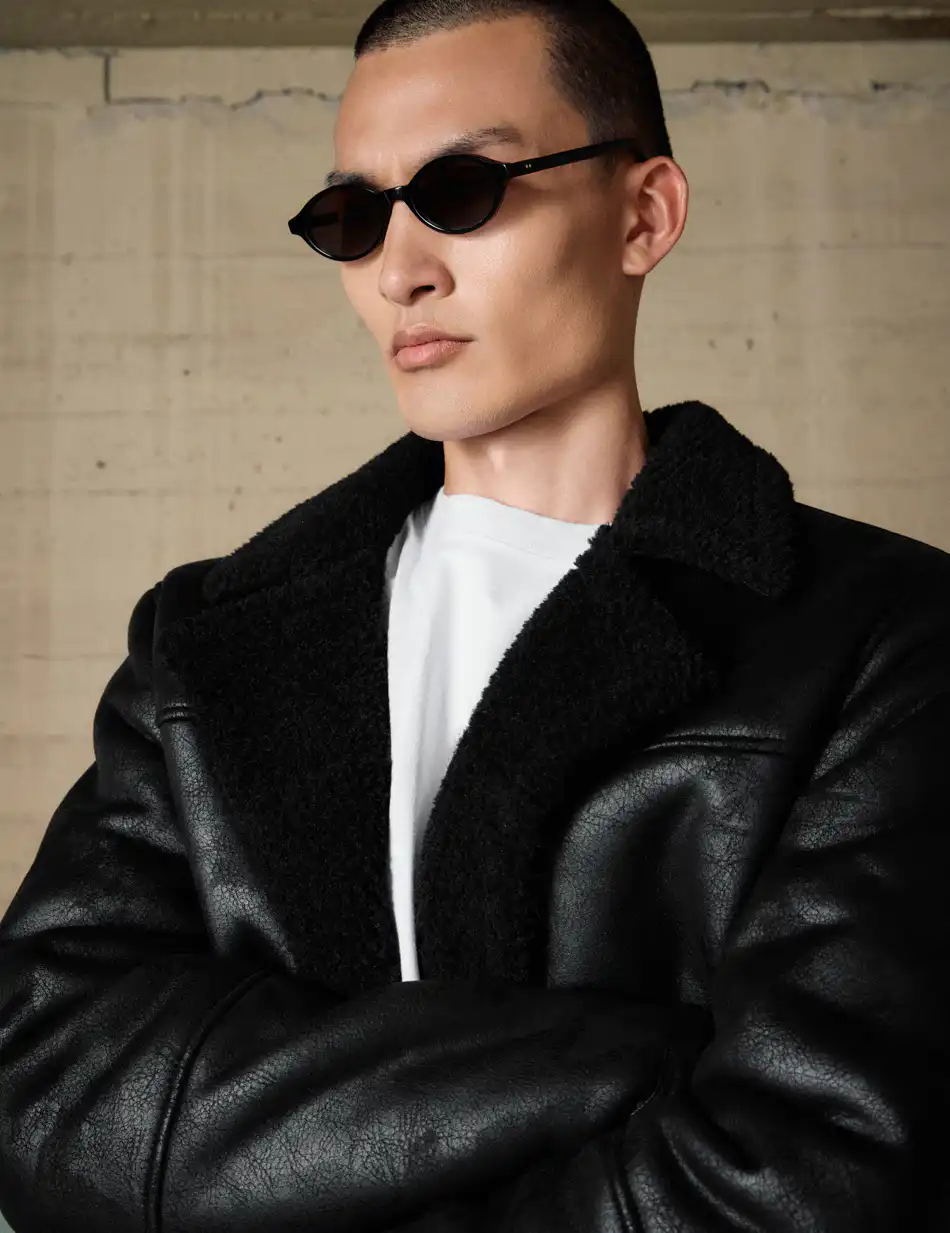 Biston Ανδρικό demi παλτό με γιακά 54-201-076 BLACK