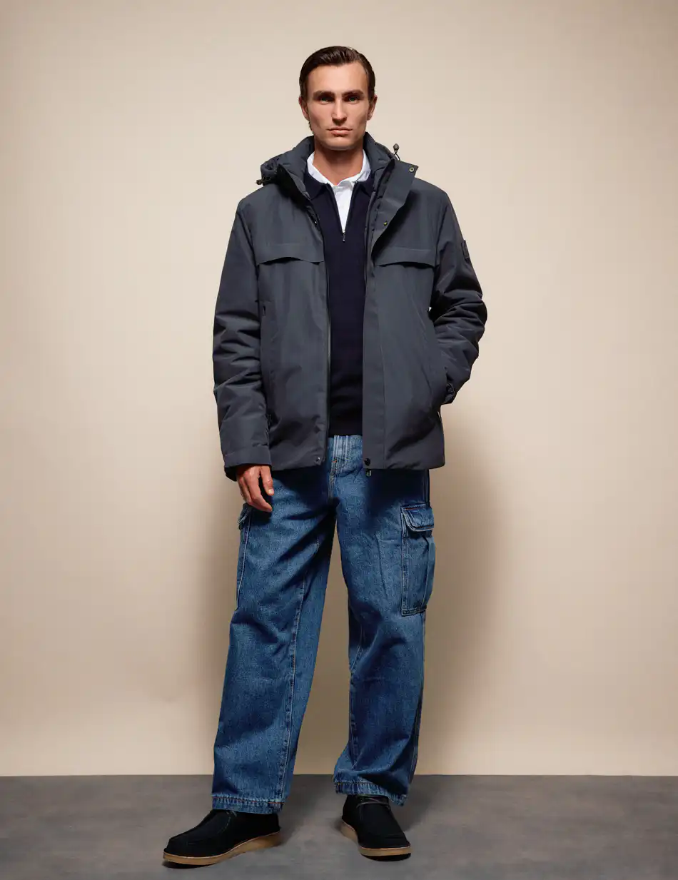 Splendid Ανδρικό κοντό μπουφάν με κουκούλα 54-201-077 DK GREY