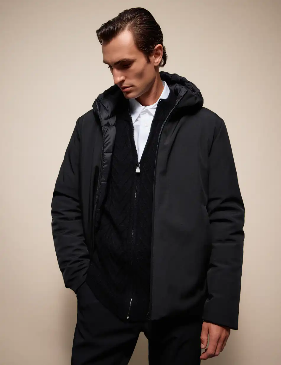 Splendid Ανδρικό κοντό μπουφάν με κουκούλα διπλής όψης 54-201-078 BLACK