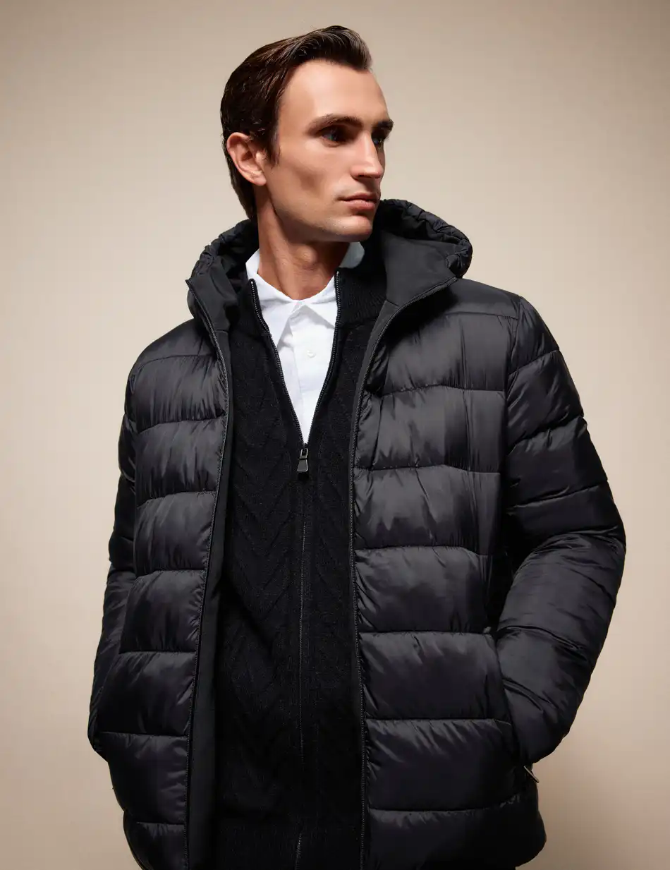 Splendid Ανδρικό κοντό μπουφάν με κουκούλα διπλής όψης 54-201-078 BLACK