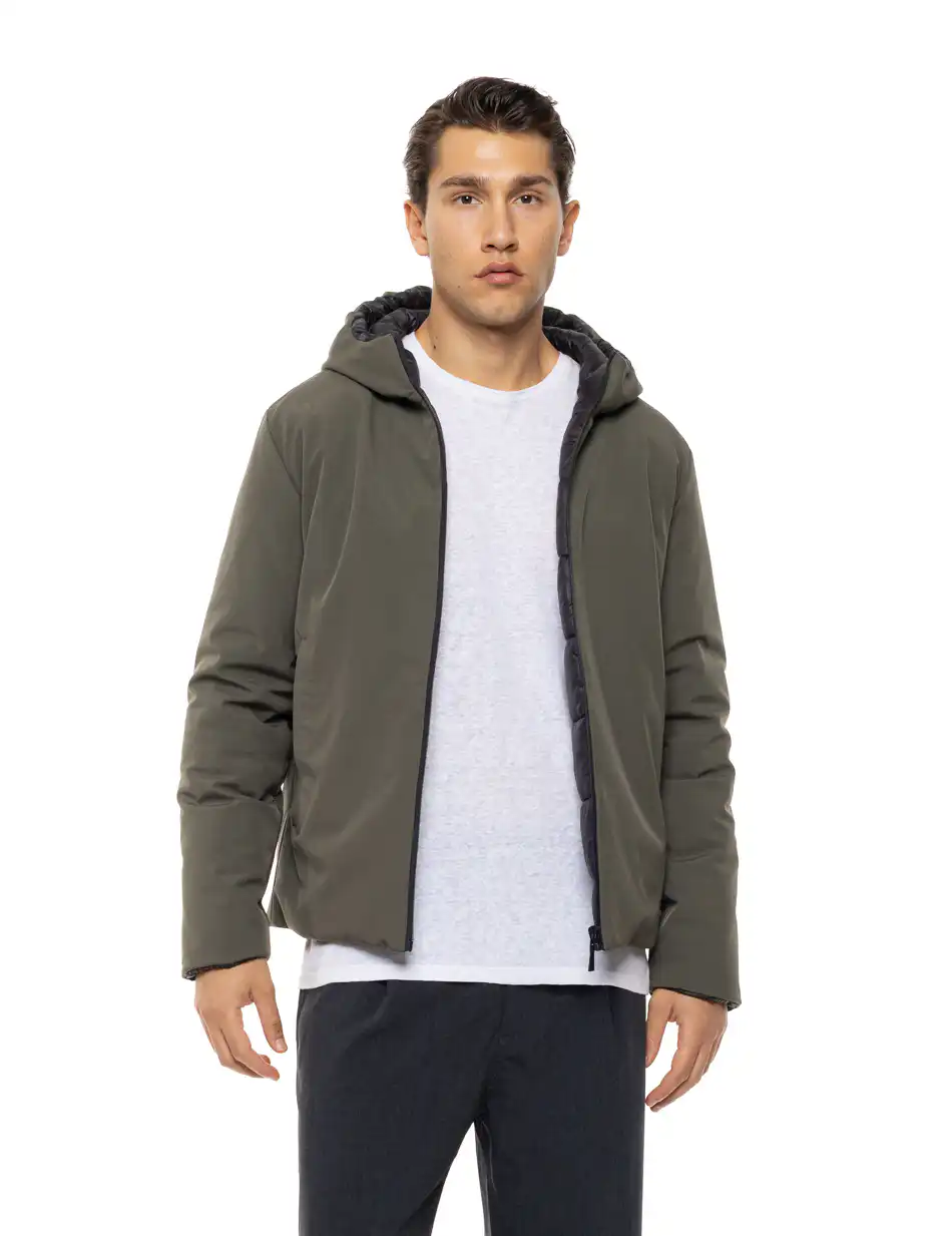 Splendid Ανδρικό κοντό μπουφάν με κουκούλα διπλής όψης 54-201-078 KHAKI