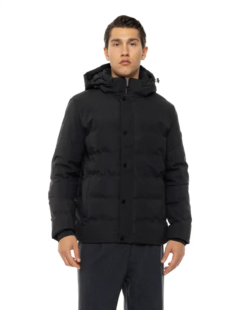 Βiston Ανδρικό κοντό μπουφάν με κουκούλα 54-201-082 BLACK