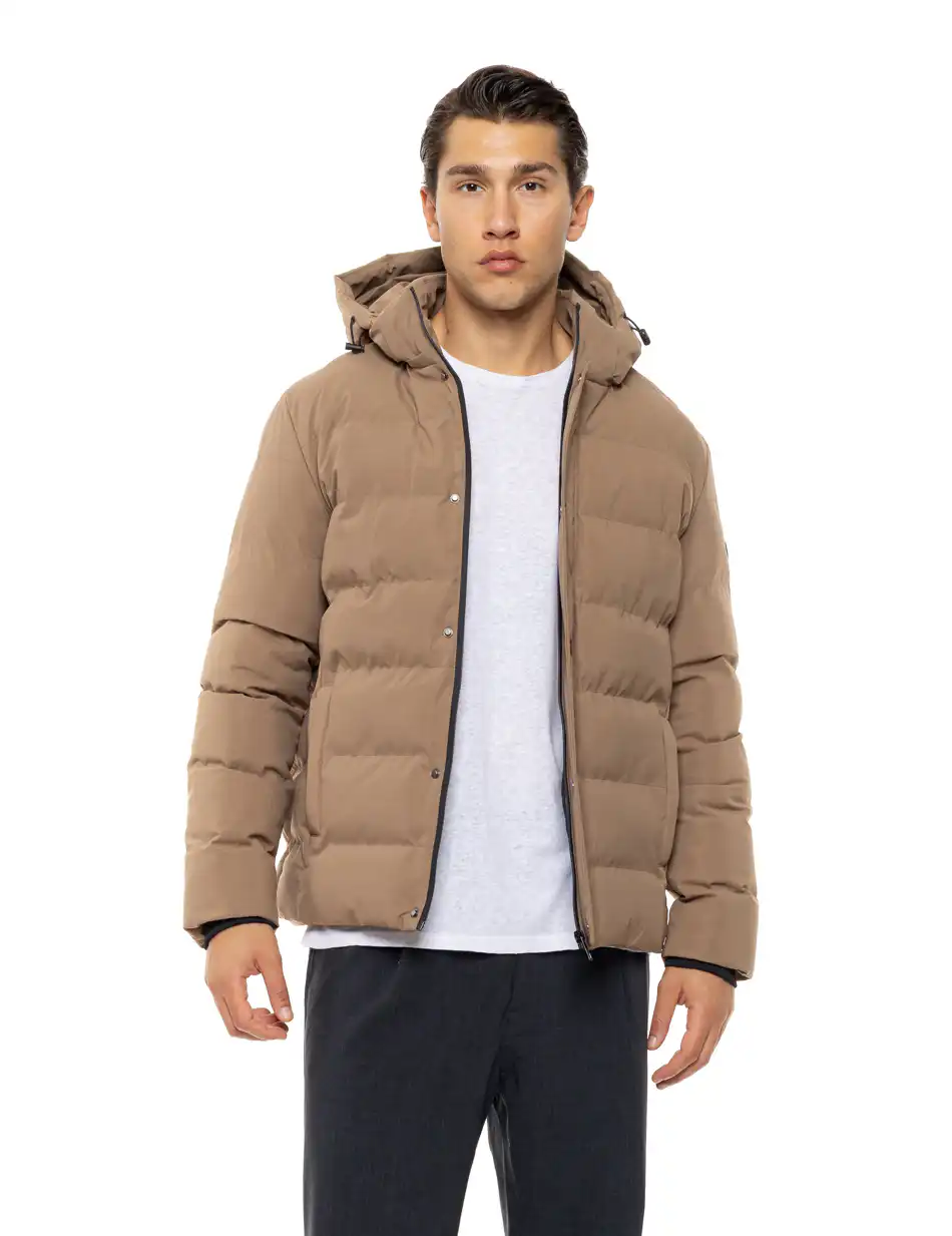 Βiston Ανδρικό κοντό μπουφάν με κουκούλα 54-201-082 BEIGE