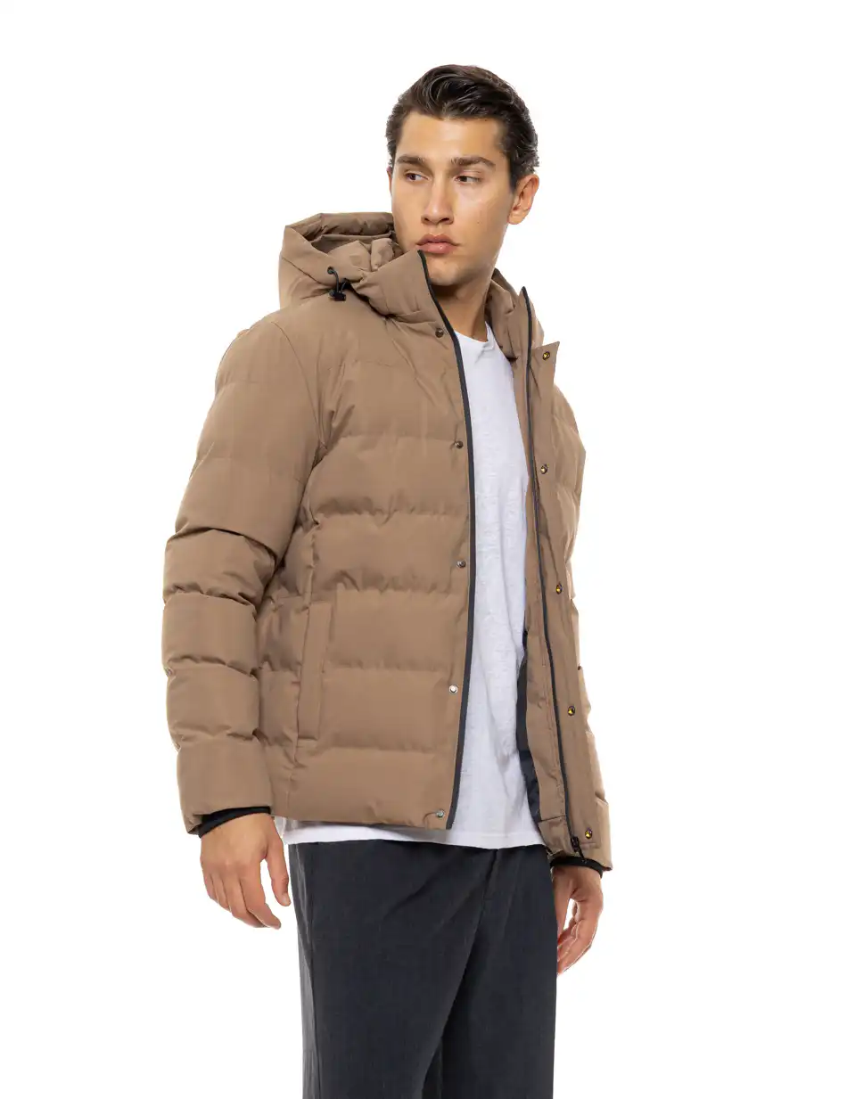 Βiston Ανδρικό κοντό μπουφάν με κουκούλα 54-201-082 BEIGE