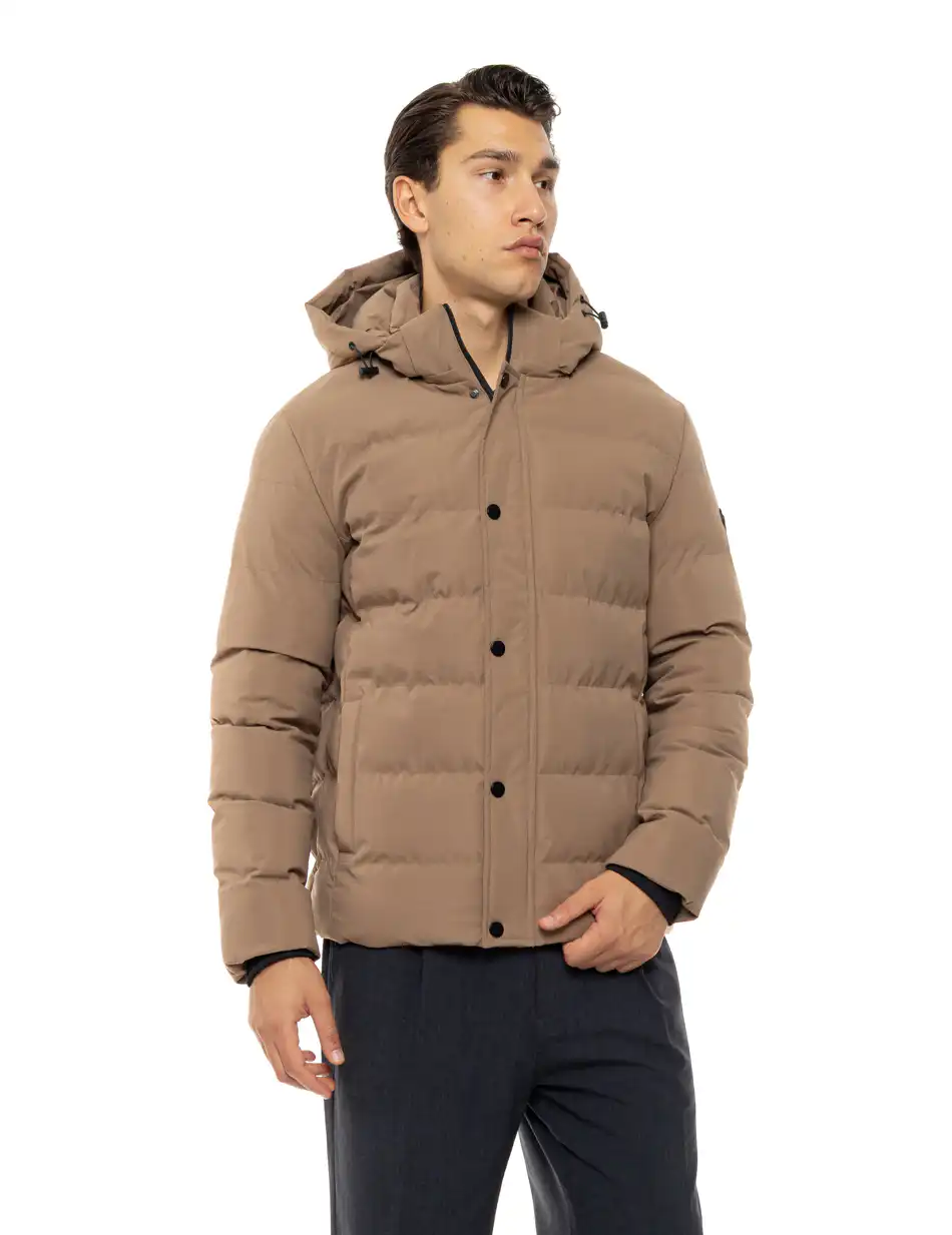 Βiston Ανδρικό κοντό μπουφάν με κουκούλα 54-201-082 BEIGE