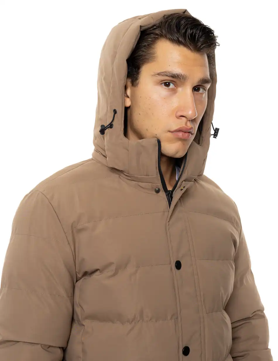 Βiston Ανδρικό κοντό μπουφάν με κουκούλα 54-201-082 BEIGE