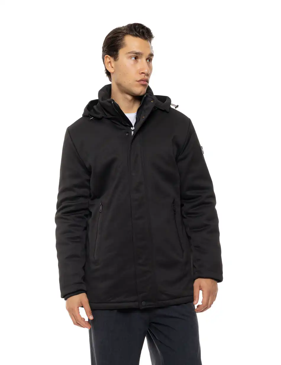 Biston Ανδρικό demi παλτό με κουκούλα 54-201-084 BLACK