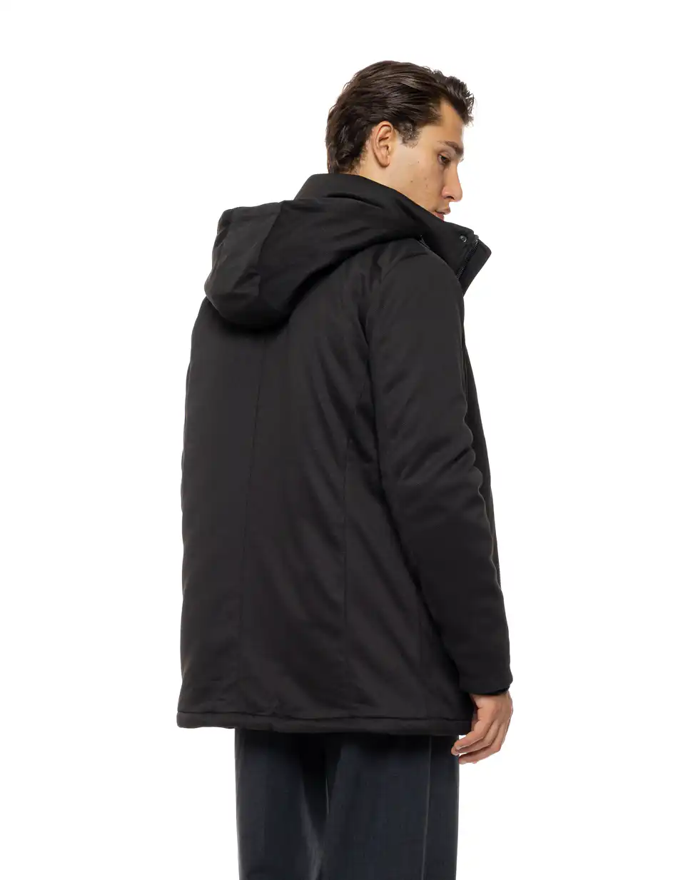Biston Ανδρικό demi παλτό με κουκούλα 54-201-084 BLACK
