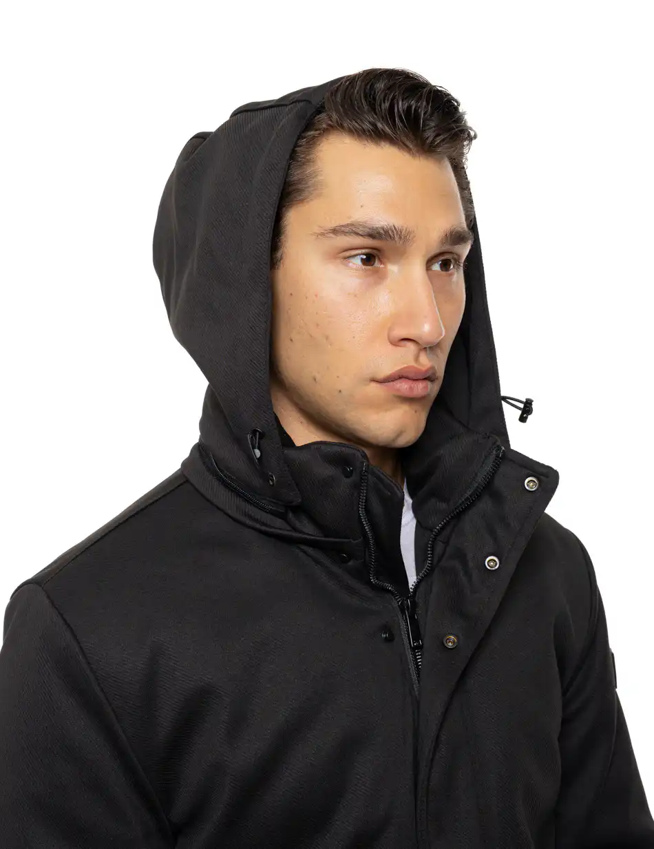 Biston Ανδρικό demi παλτό με κουκούλα 54-201-084 BLACK