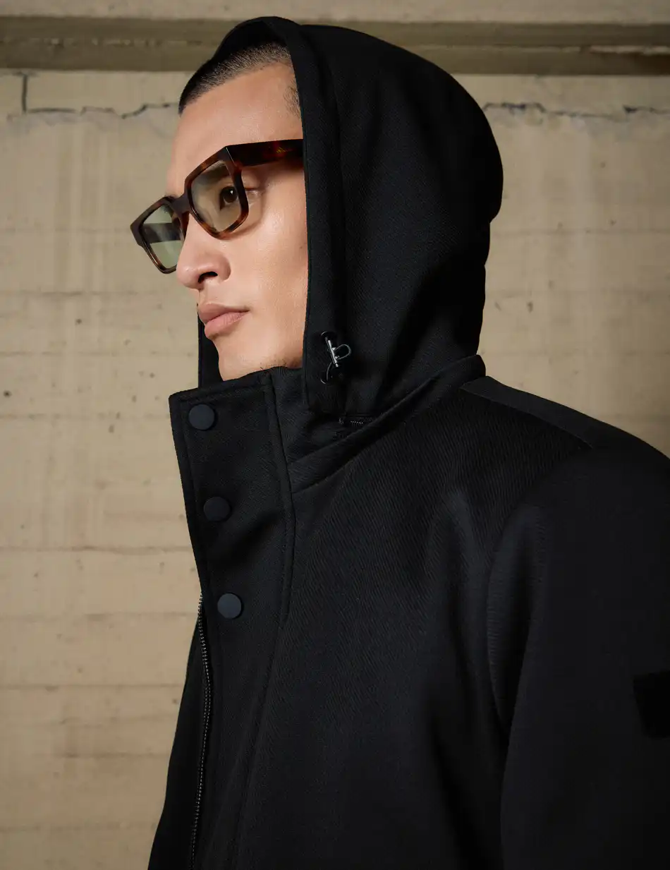 Biston Ανδρικό demi παλτό με κουκούλα 54-201-084 BLACK