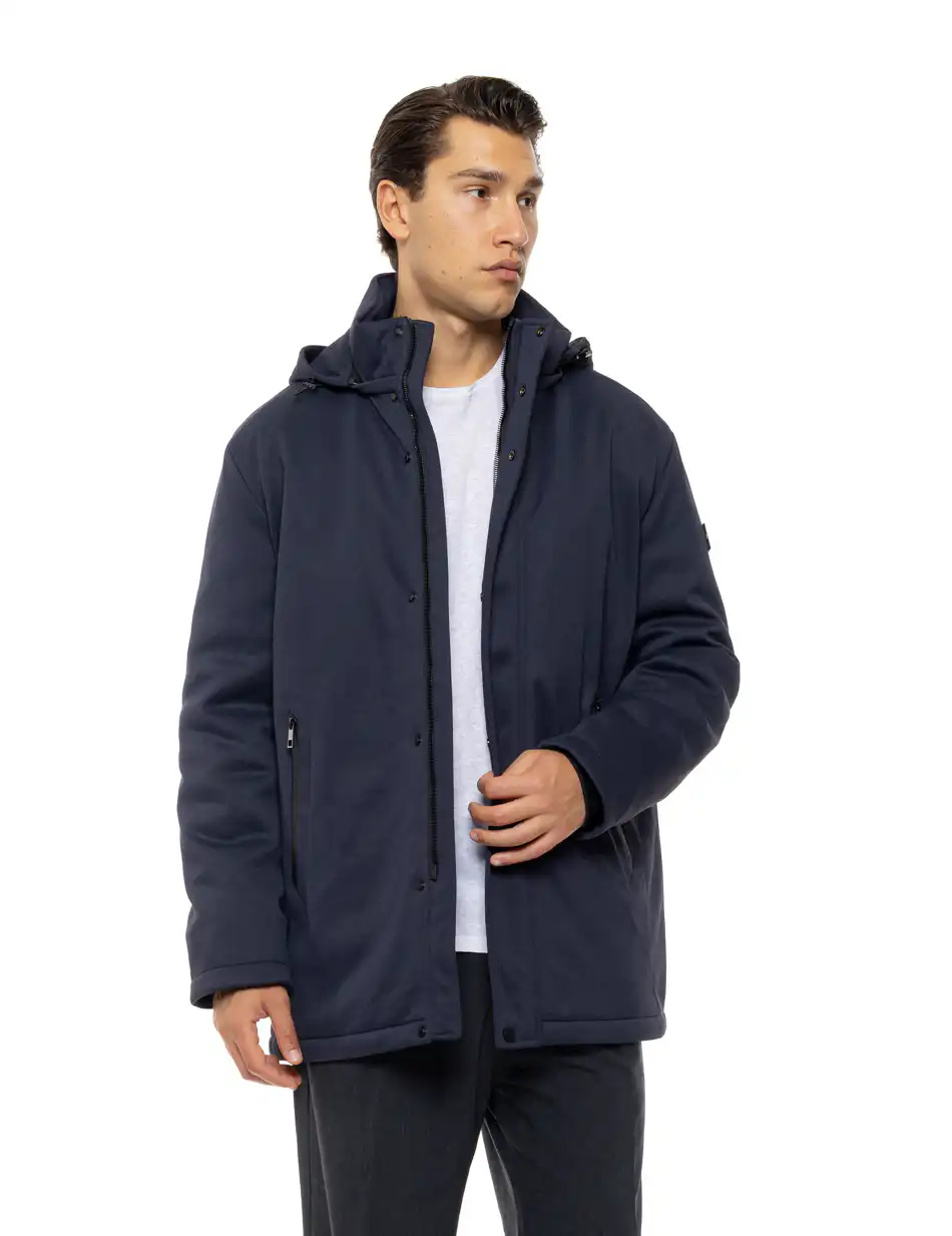 Biston Ανδρικό demi παλτό με κουκούλα 54-201-084 NAVY