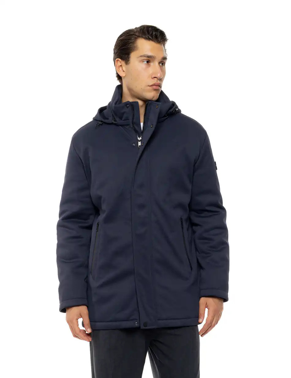 Biston Ανδρικό demi παλτό με κουκούλα 54-201-084 NAVY