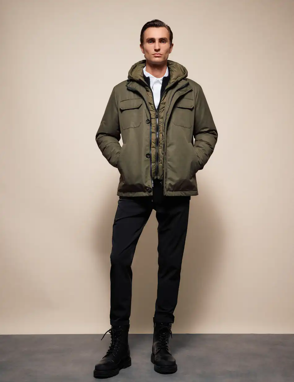 Splendid Ανδρικό κοντό μπουφάν με κουκούλα 54-201-087 KHAKI