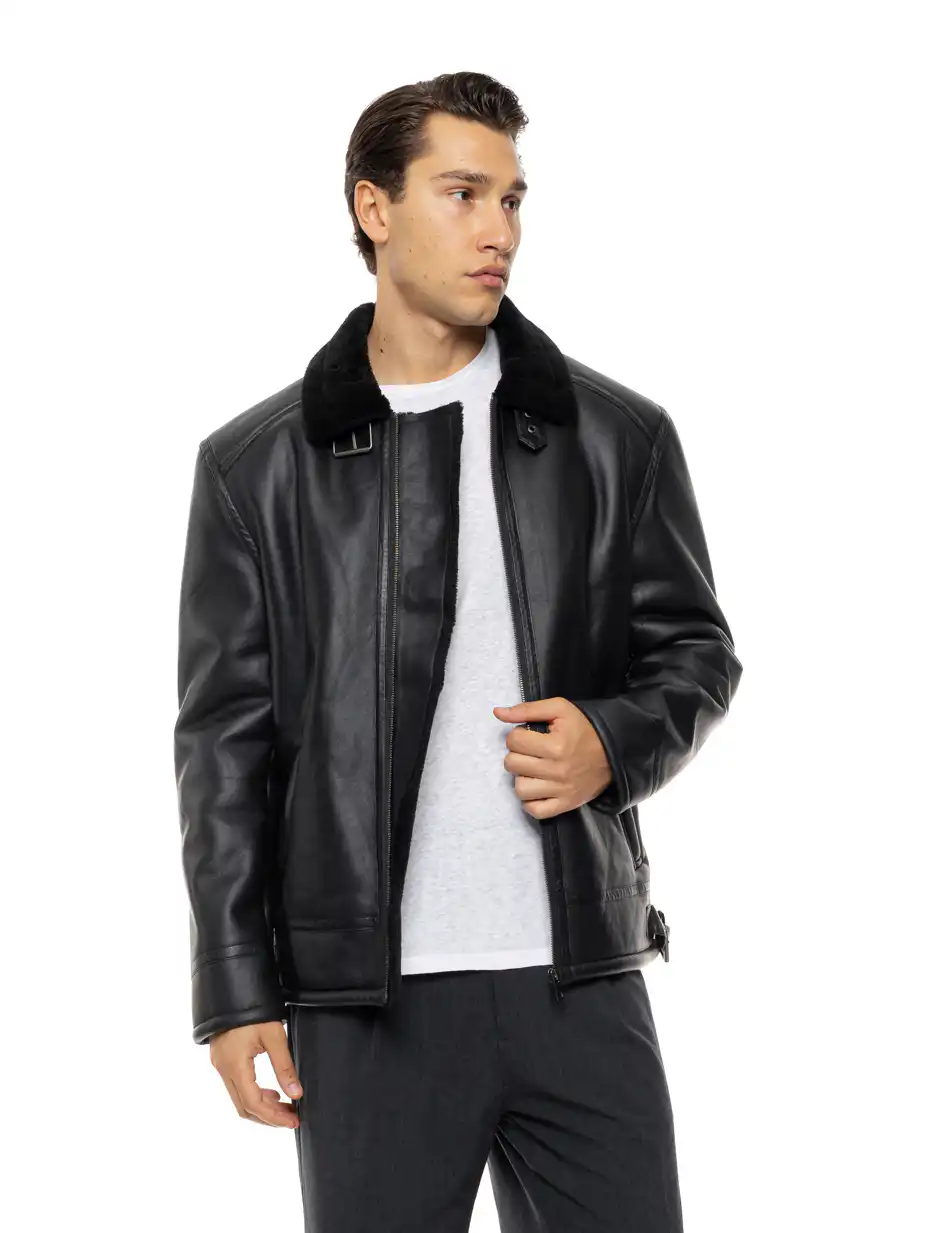 Biston Ανδρικό κοντό μπουφάν με γιακά 54-201-091 BLACK