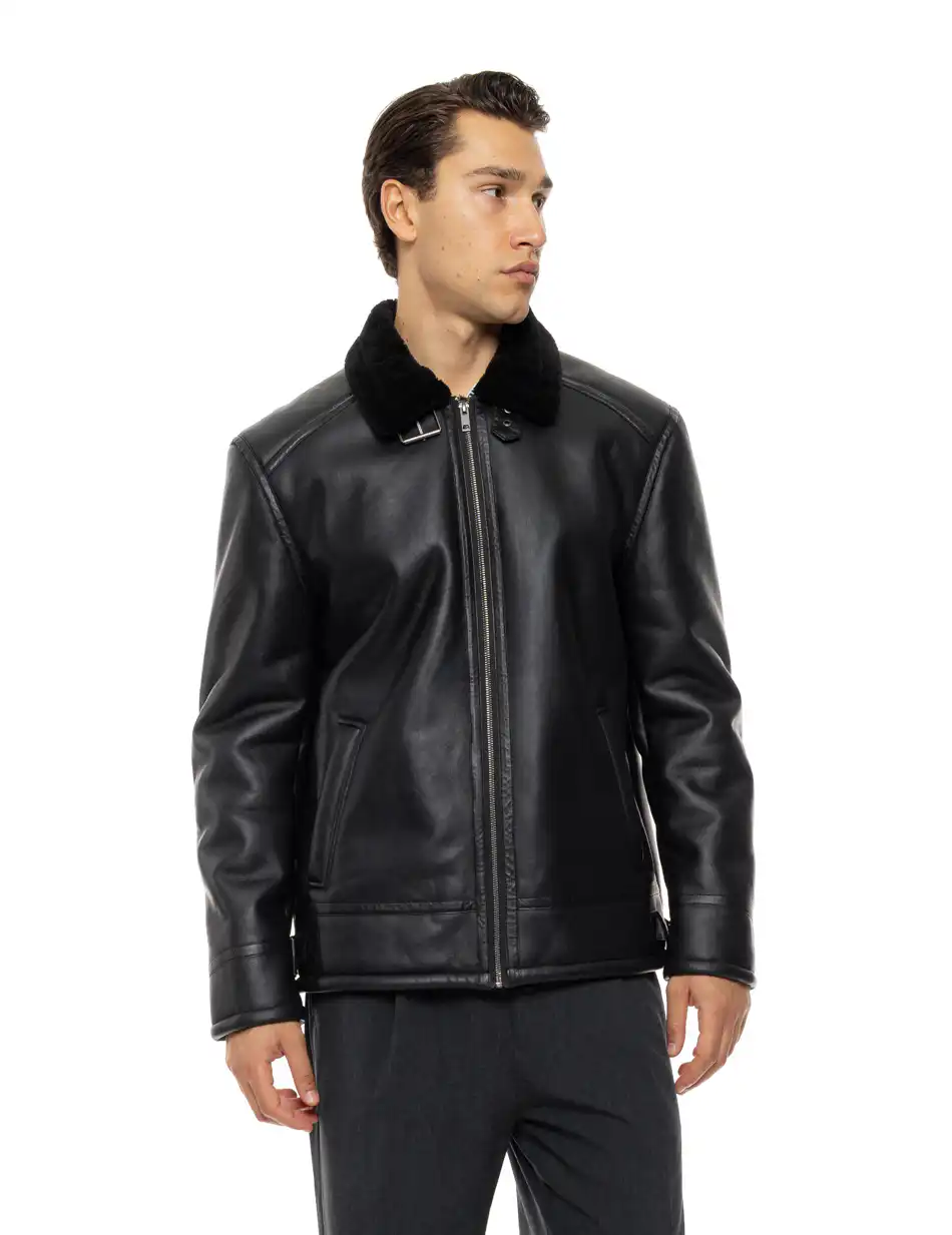 Biston Ανδρικό κοντό μπουφάν με γιακά 54-201-091 BLACK