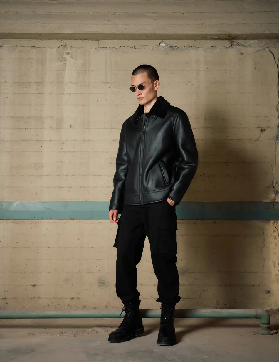 Biston Ανδρικό κοντό μπουφάν με γιακά 54-201-091 BLACK