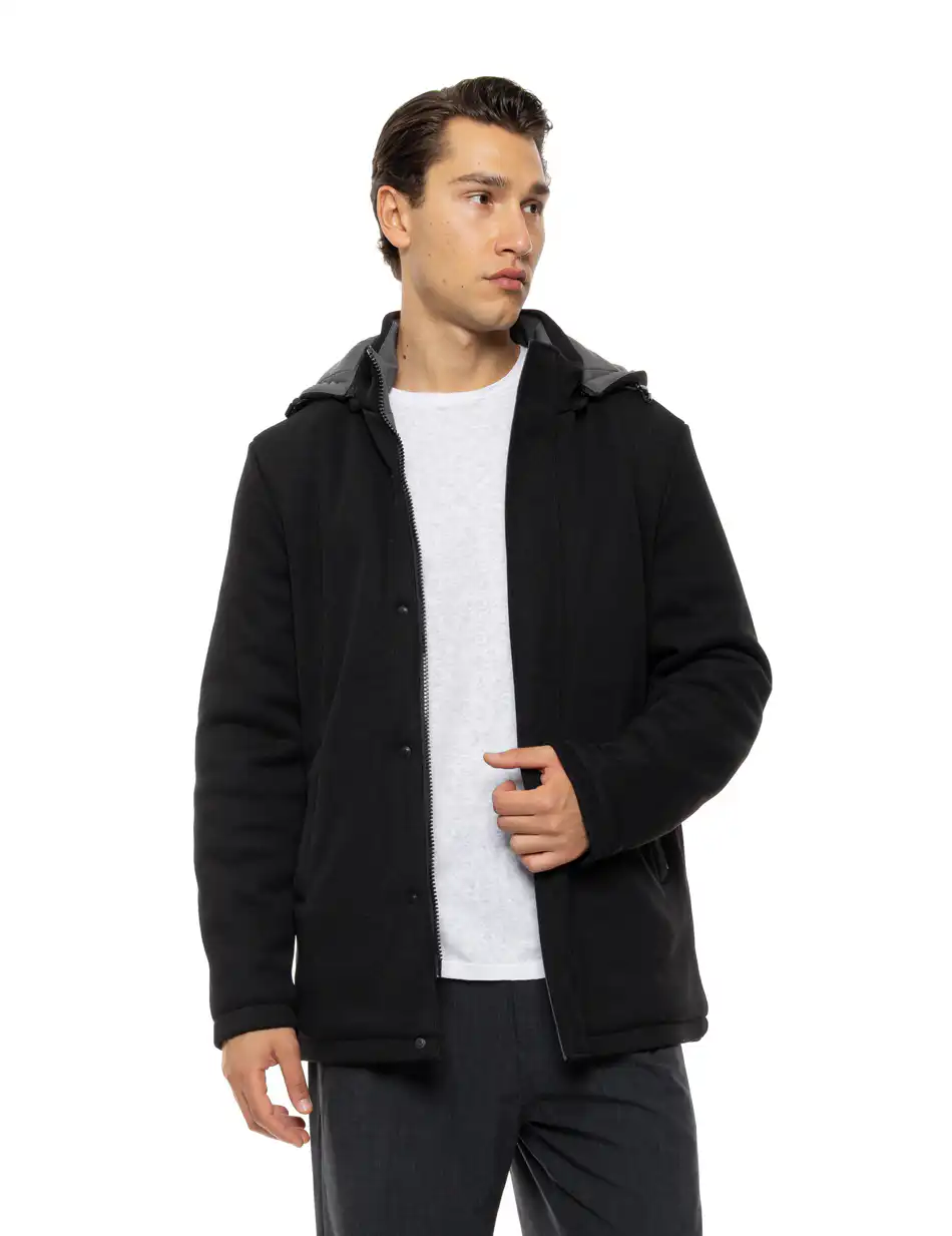 Biston Ανδρικό demi πανωφόρι με κουκούλα 54-201-099 BLACK