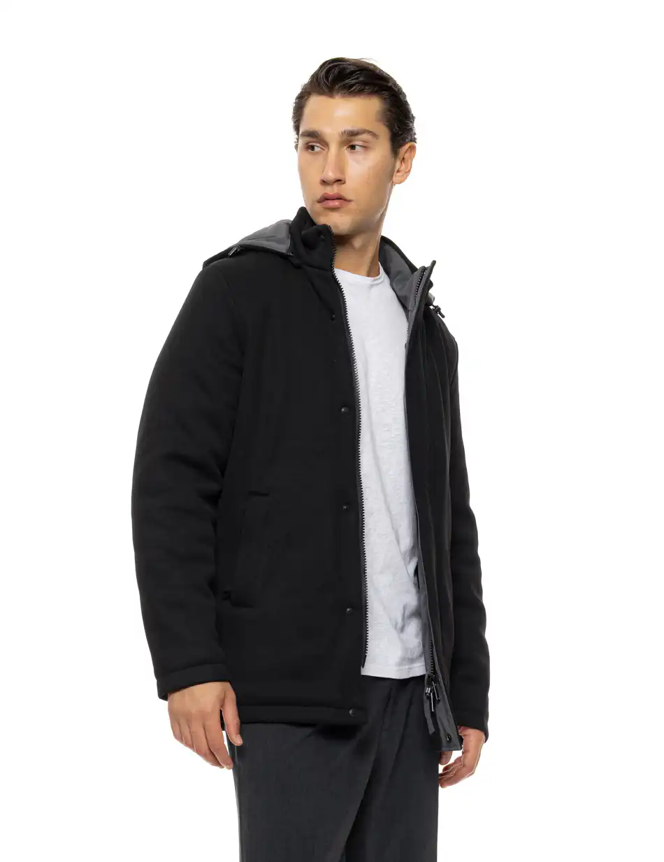 Biston Ανδρικό demi πανωφόρι με κουκούλα 54-201-099 BLACK