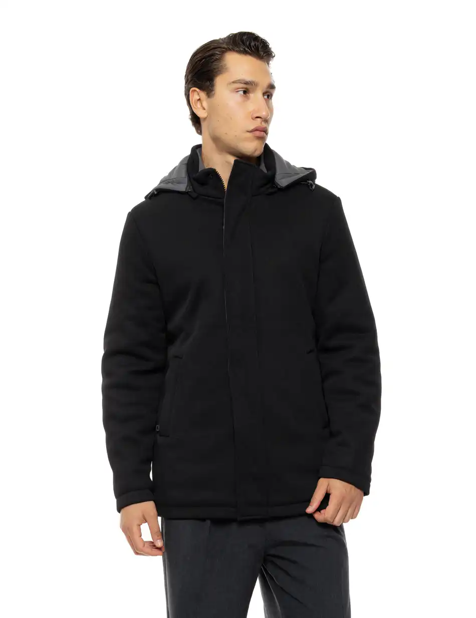 Biston Ανδρικό demi πανωφόρι με κουκούλα 54-201-099 BLACK