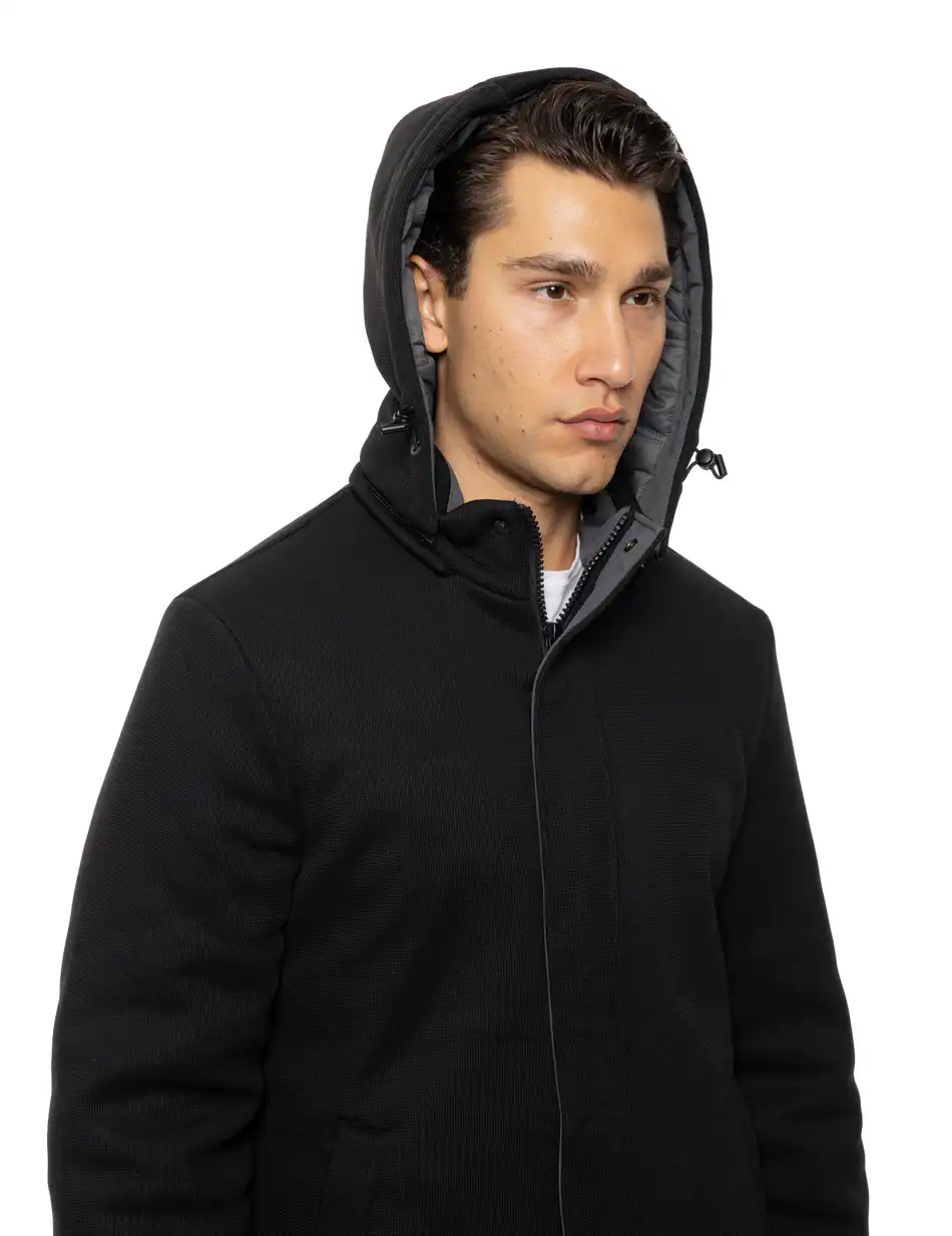 Biston Ανδρικό demi πανωφόρι με κουκούλα 54-201-099 BLACK
