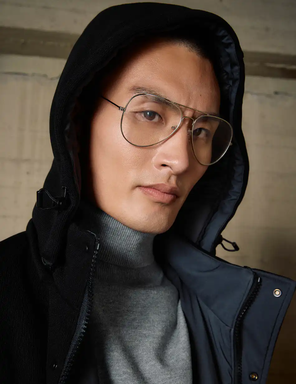 Biston Ανδρικό demi πανωφόρι με κουκούλα 54-201-099 BLACK