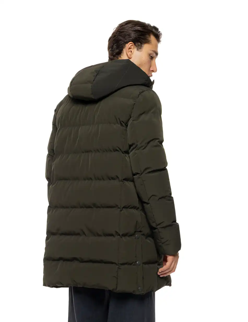 Biston Ανδρικό μακρύ μπουφάν με ενσωματωμένη κουκούλα 54-201-100 DK GREEN