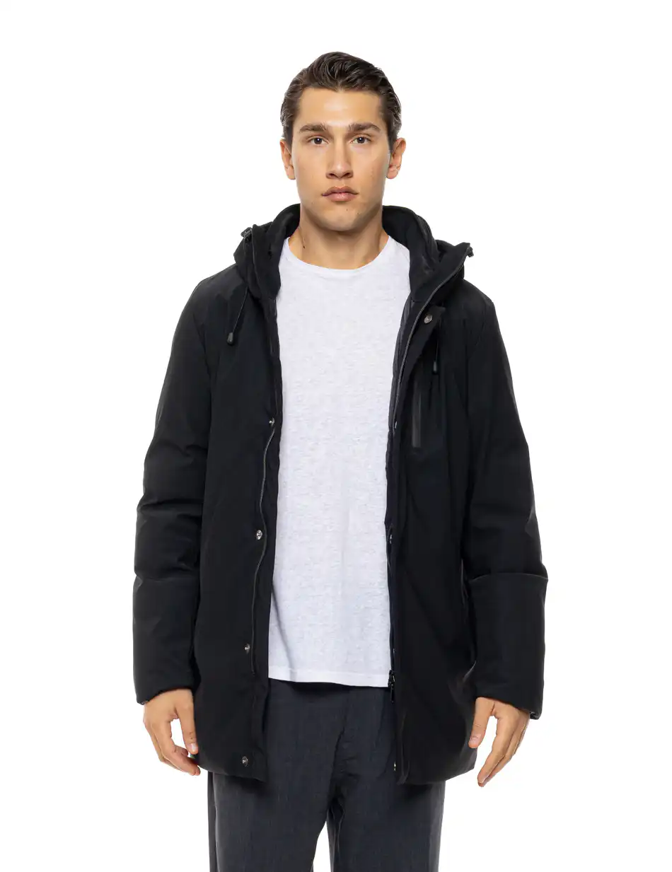 Biston Ανδρικό demi μπουφάν με ενσωματωμένη κουκούλα 54-201-101 BLACK