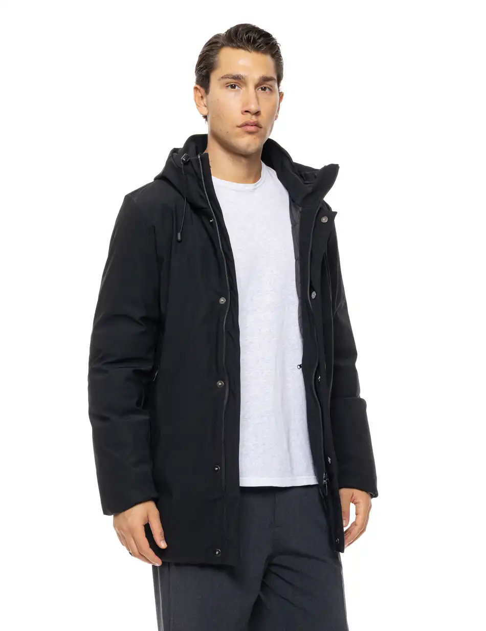 Biston Ανδρικό demi μπουφάν με ενσωματωμένη κουκούλα 54-201-101 BLACK