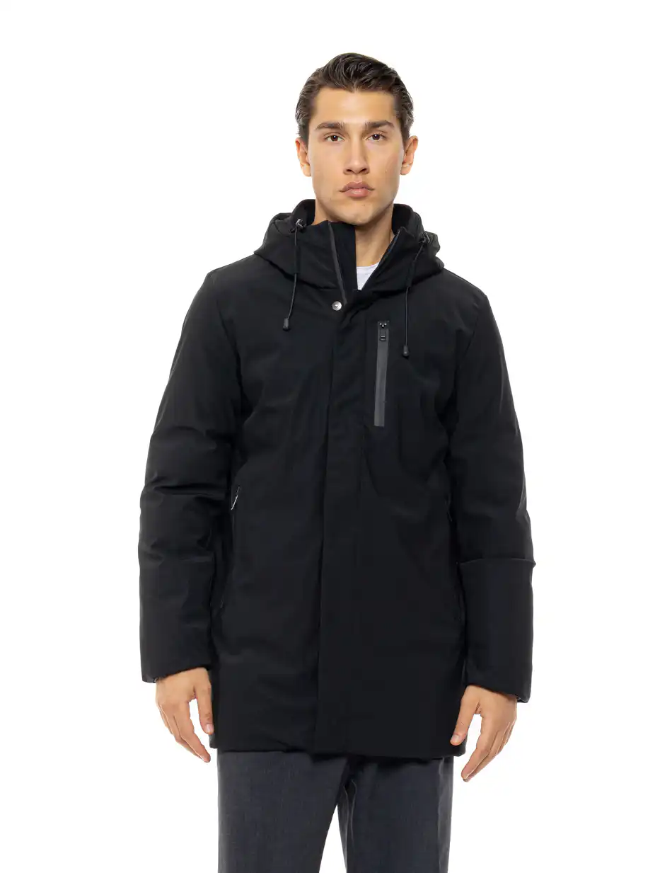 Biston Ανδρικό demi μπουφάν με ενσωματωμένη κουκούλα 54-201-101 BLACK