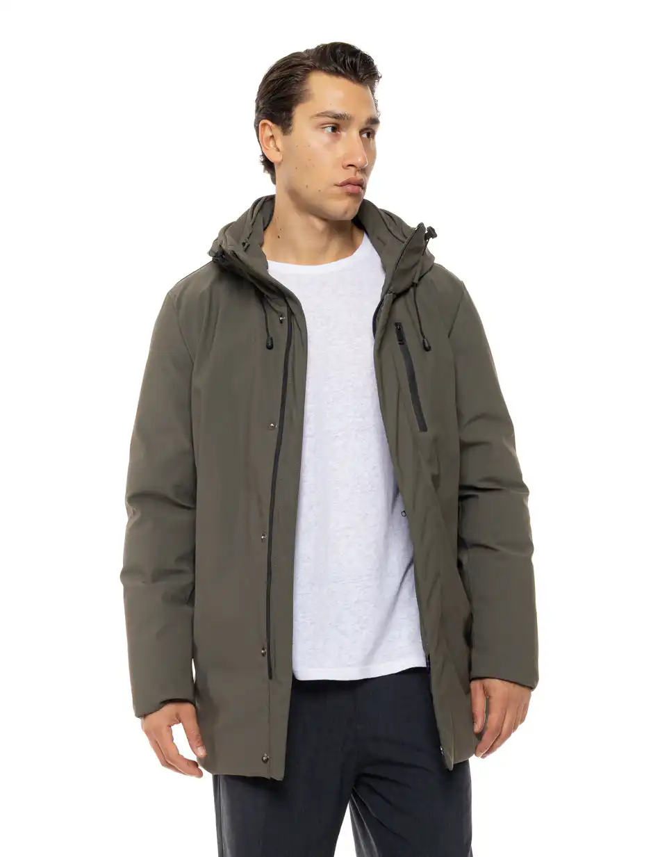 Biston Ανδρικό demi μπουφάν με ενσωματωμένη κουκούλα 54-201-101 KHAKI