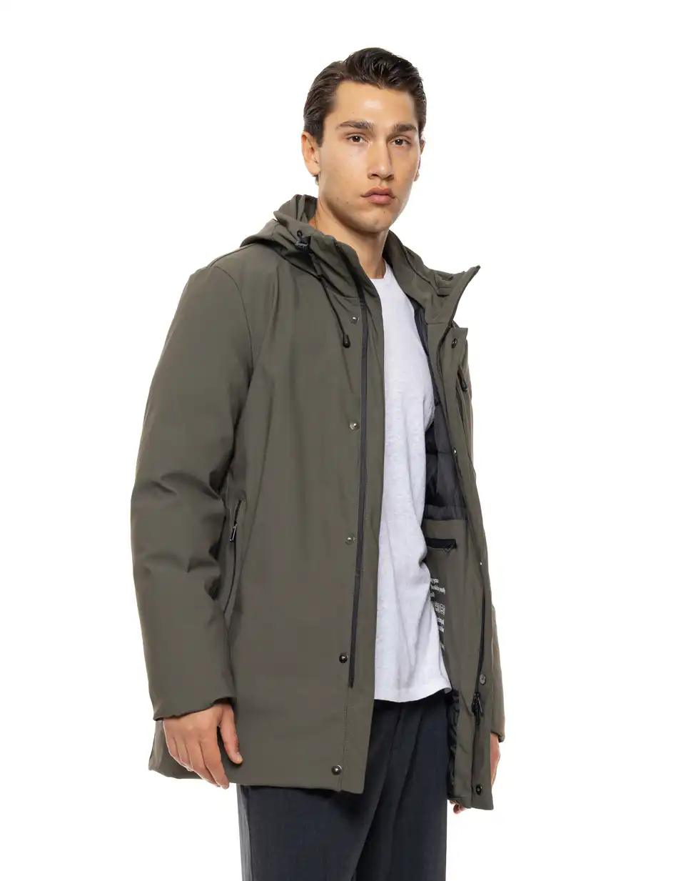 Biston Ανδρικό demi μπουφάν με ενσωματωμένη κουκούλα 54-201-101 KHAKI