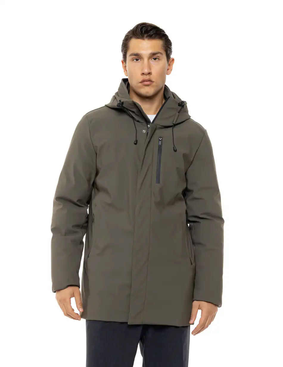 Biston Ανδρικό demi μπουφάν με ενσωματωμένη κουκούλα 54-201-101 KHAKI