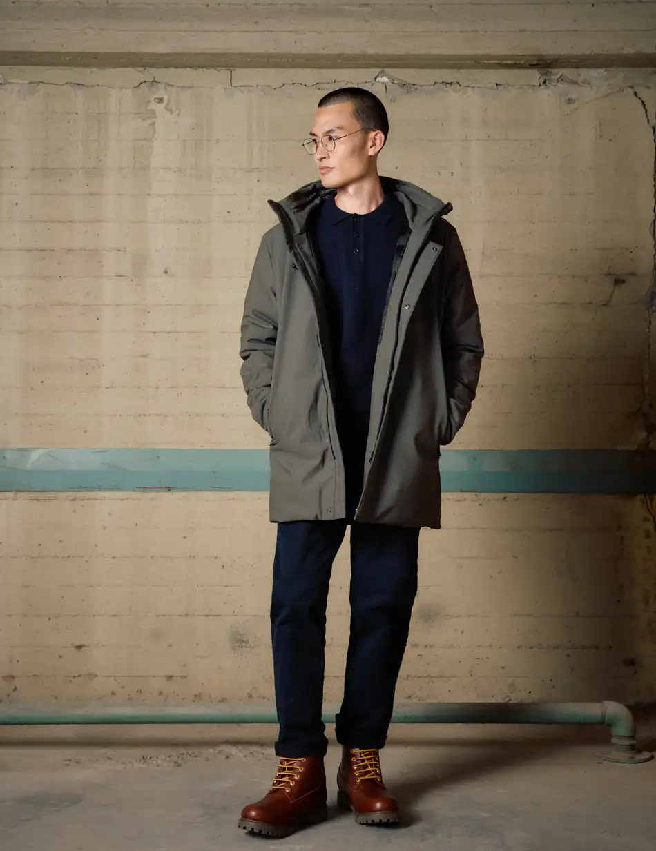 Biston Ανδρικό demi μπουφάν με ενσωματωμένη κουκούλα 54-201-101 KHAKI