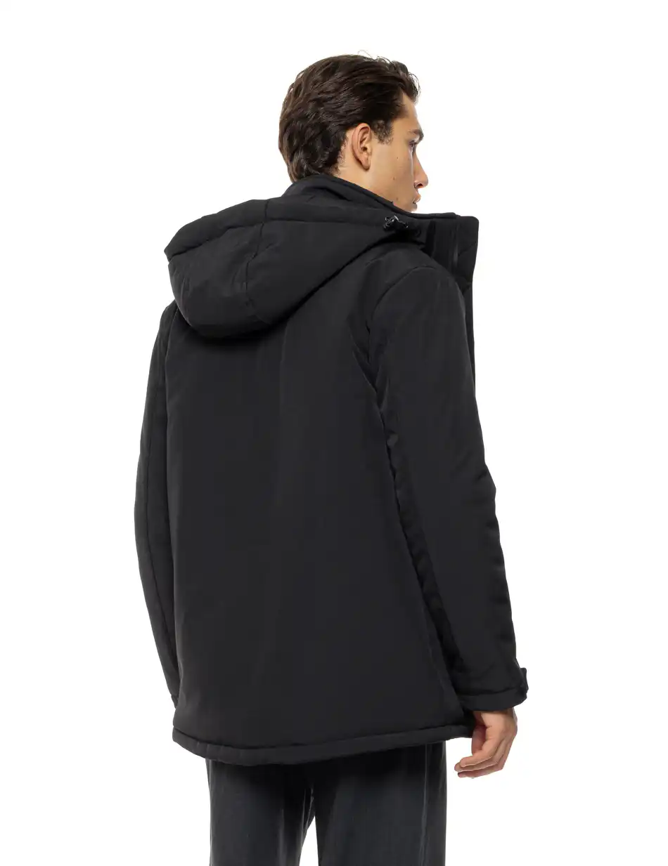Biston Ανδρικό κοντό μπουφάν με αποσπώμενη κουκούλα 54-201-102 BLACK