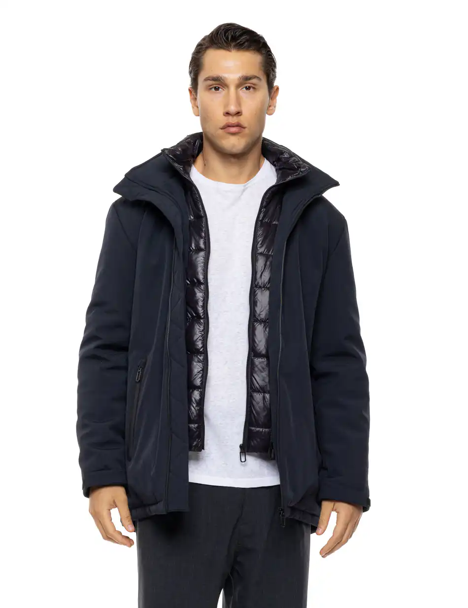 Biston Ανδρικό κοντό μπουφάν με αποσπώμενη κουκούλα 54-201-102 NAVY