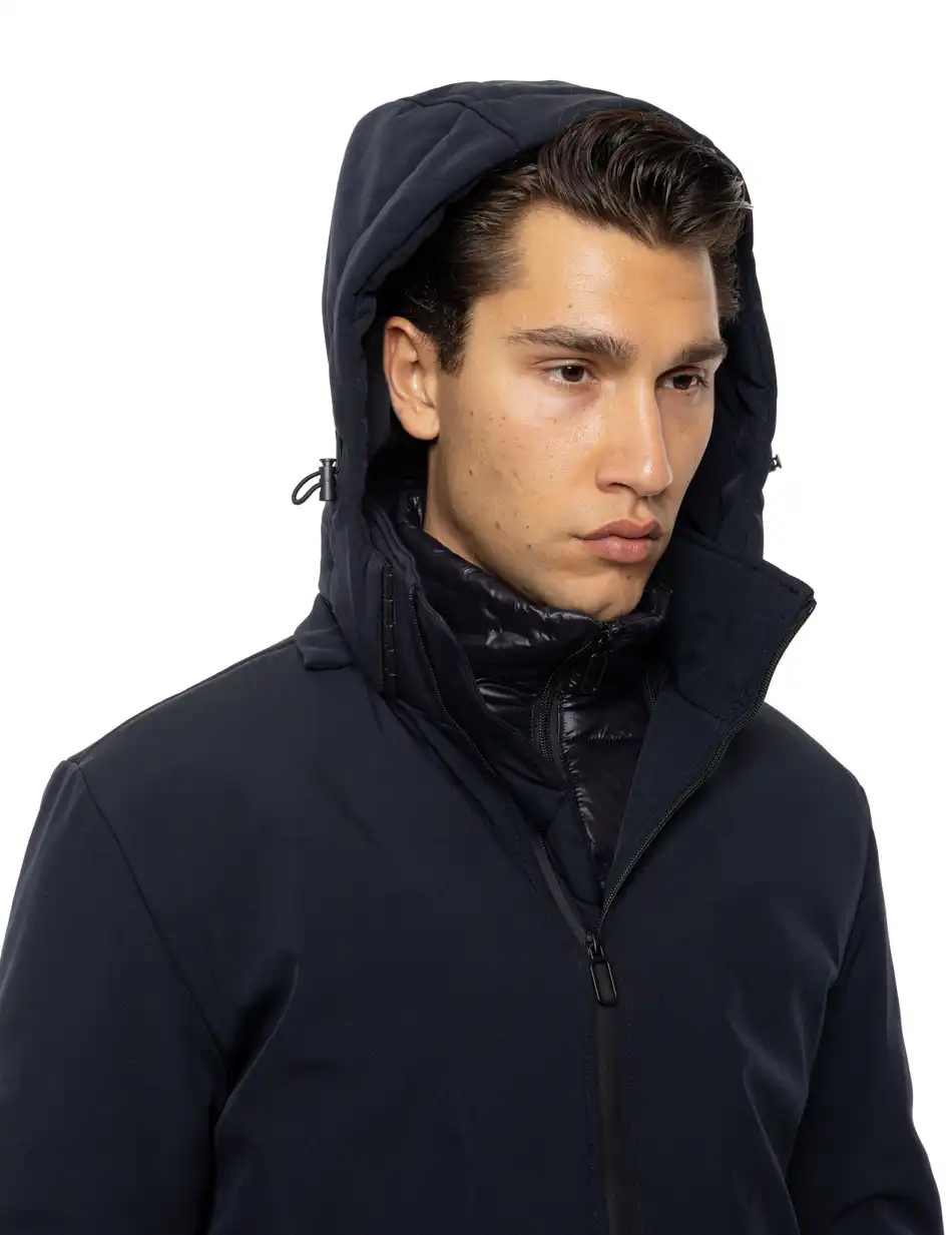 Biston Ανδρικό κοντό μπουφάν με αποσπώμενη κουκούλα 54-201-102 NAVY