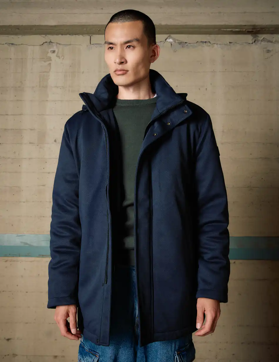 Biston Ανδρικό κοντό μπουφάν με αποσπώμενη κουκούλα 54-201-102 NAVY