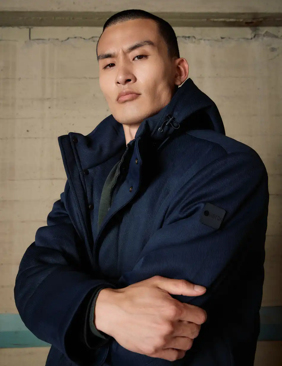 Biston Ανδρικό κοντό μπουφάν με αποσπώμενη κουκούλα 54-201-102 NAVY