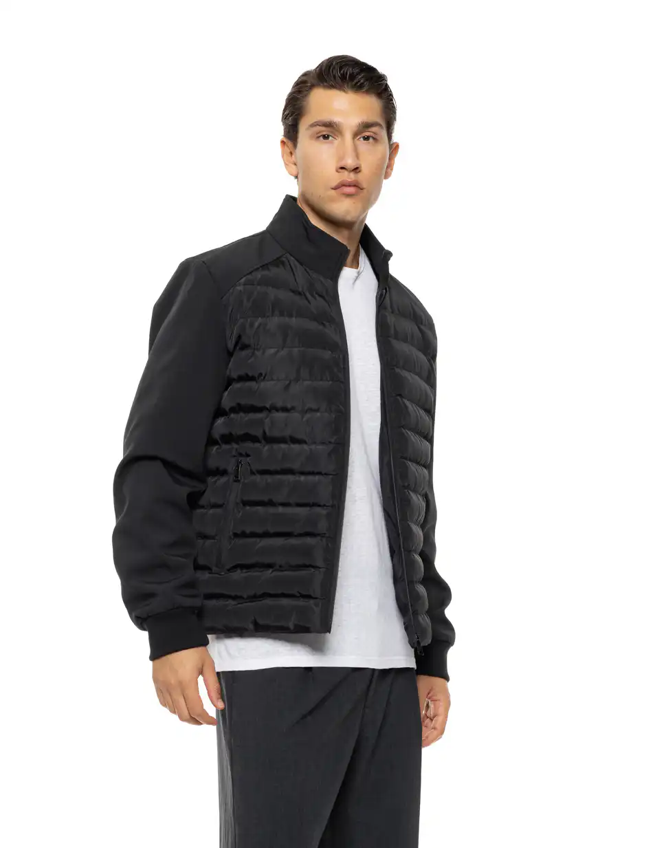 Biston Ανδρικό κοντό ultra light πανωφόρι με γιακά 54-201-103 BLACK