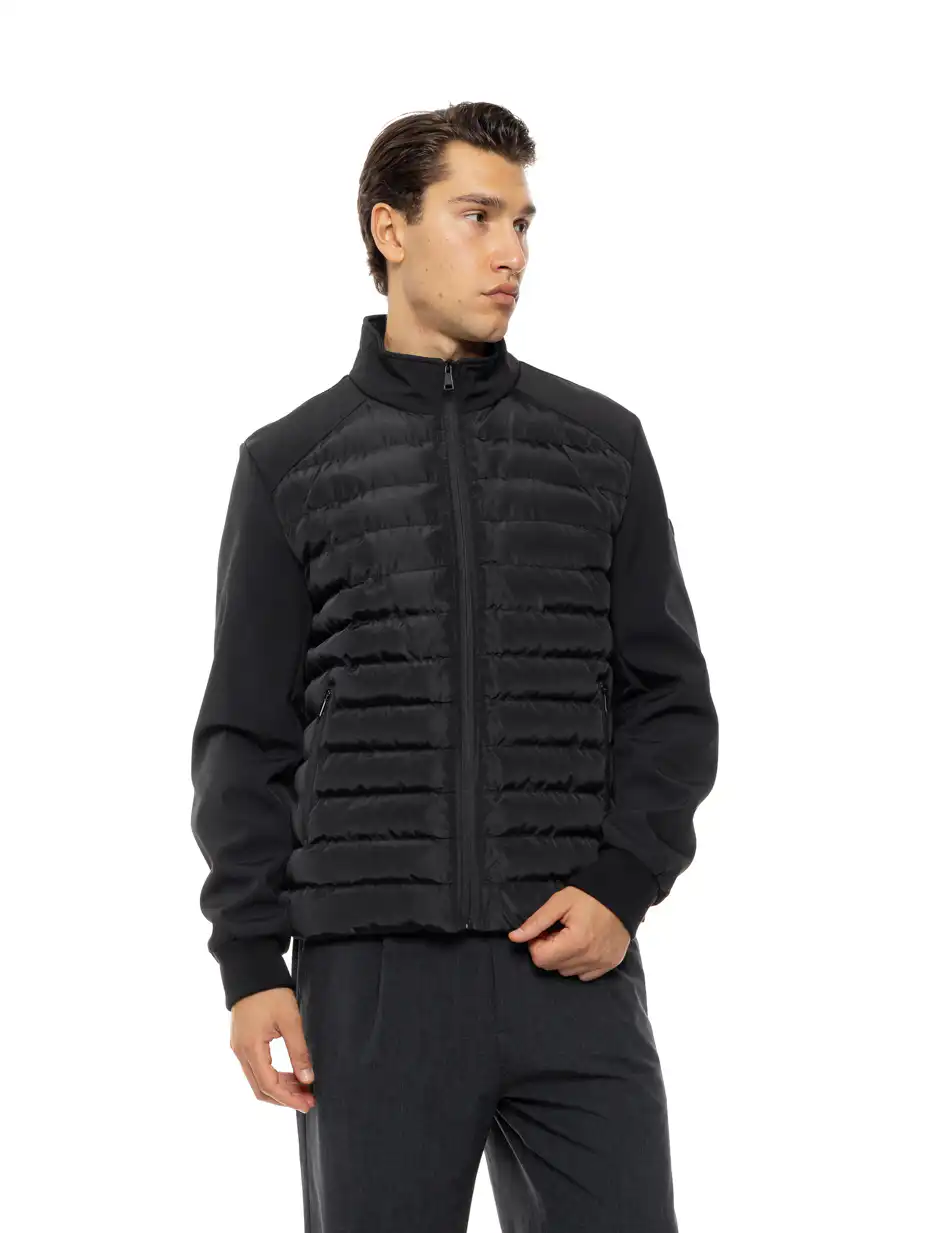 Biston Ανδρικό κοντό ultra light πανωφόρι με γιακά 54-201-103 BLACK