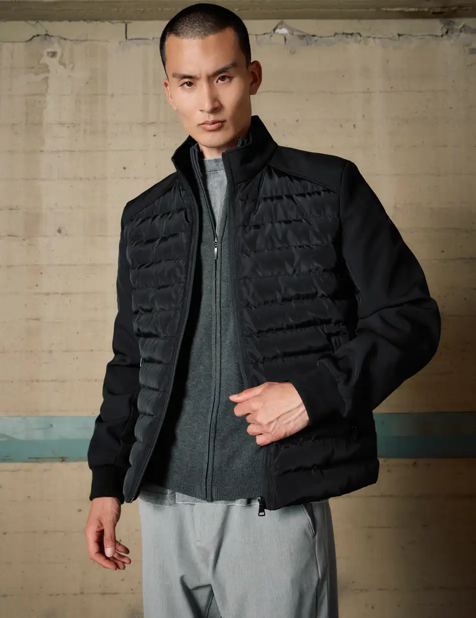 Biston Ανδρικό κοντό ultra light πανωφόρι με γιακά 54-201-103 BLACK