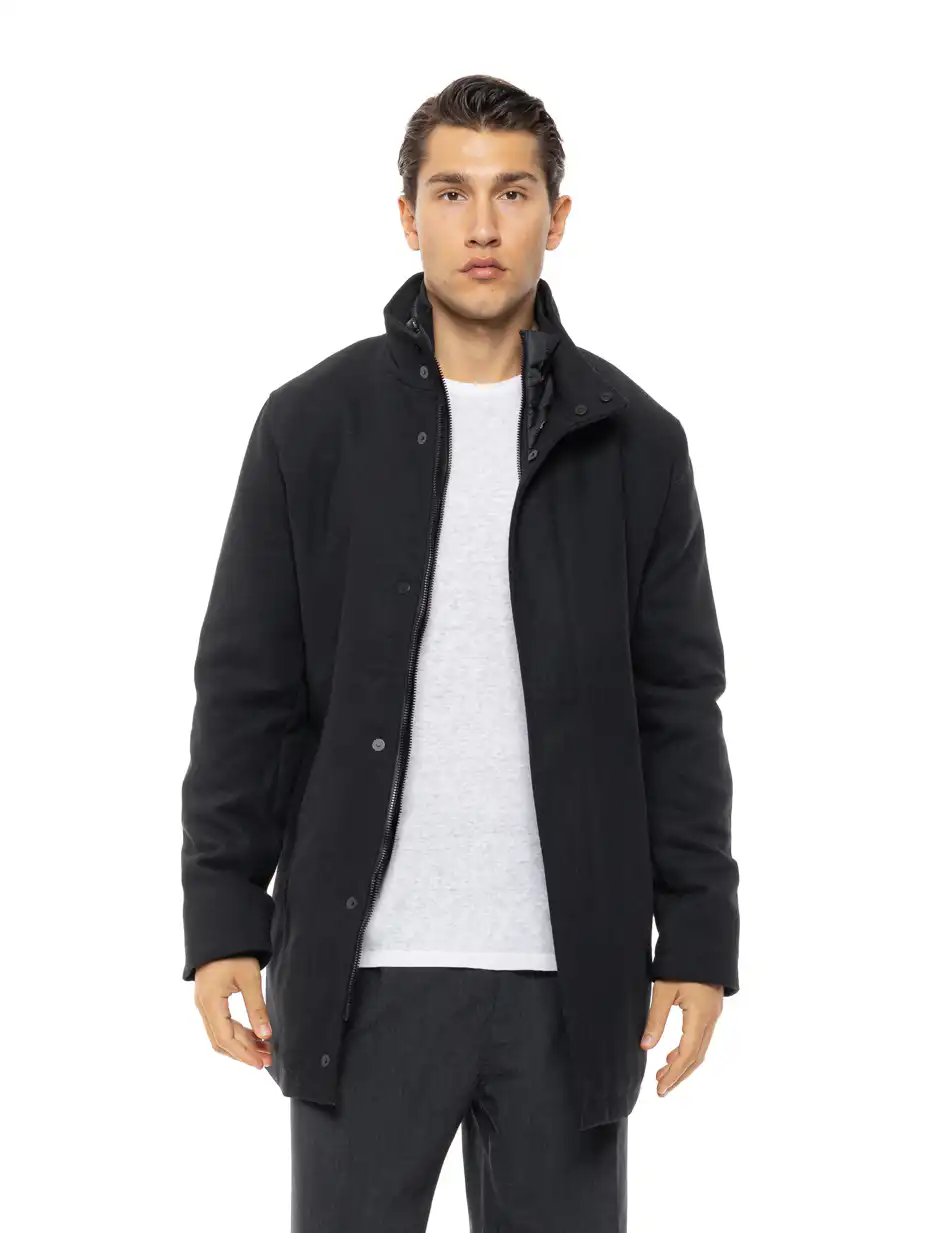 Biston Ανδρικό demi πανοφώρι με κολάρο 54-201-104 BLACK