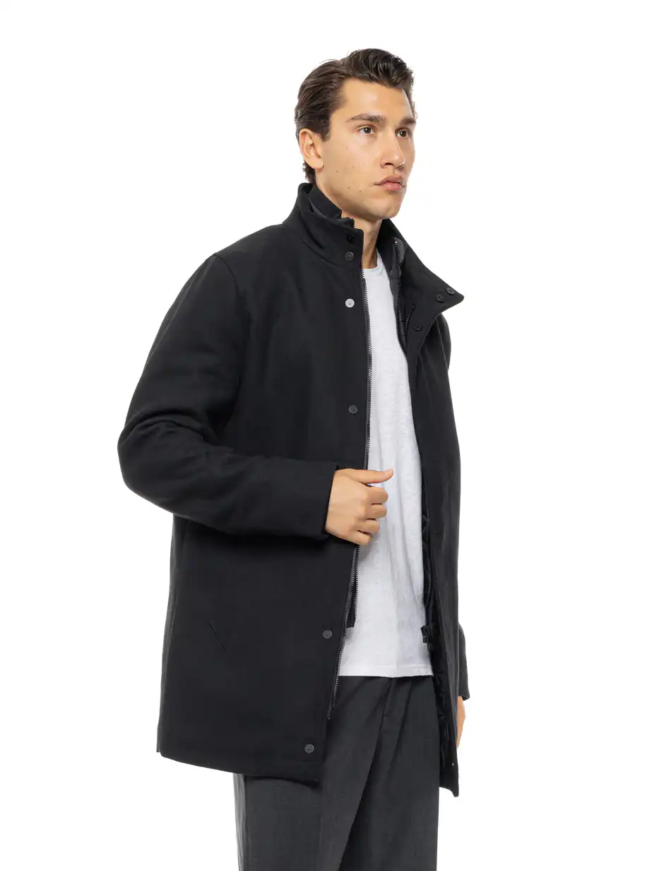 Biston Ανδρικό demi πανοφώρι με κολάρο 54-201-104 BLACK