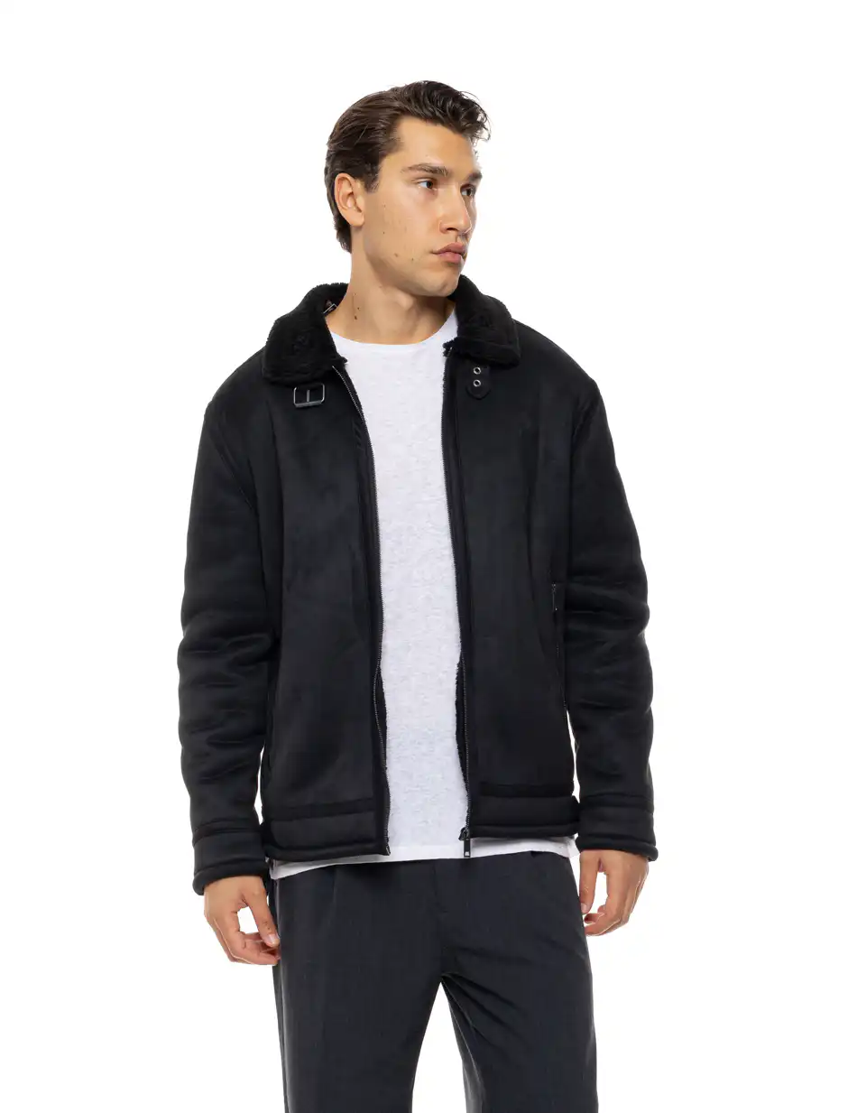 Splendid Ανδρικό mouton πανωφόρι 54-201-105 BLACK