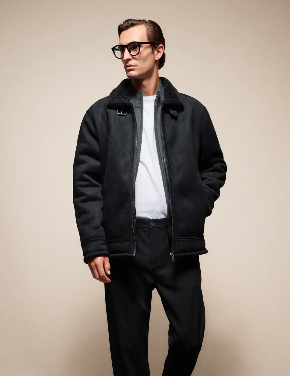 Splendid Ανδρικό mouton πανωφόρι 54-201-105 BLACK