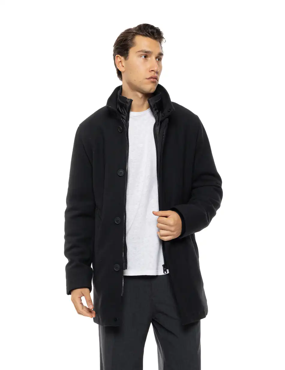 Splendid Ανδρικό demi παλτό με γιακά 54-201-106 BLACK