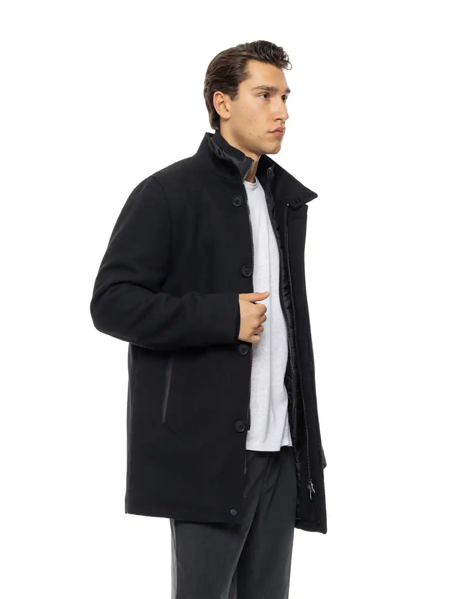 Splendid Ανδρικό demi παλτό με γιακά 54-201-106 BLACK