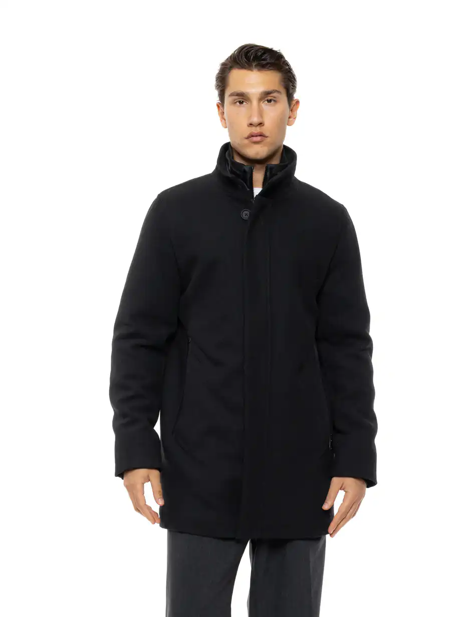 Splendid Ανδρικό demi παλτό με γιακά 54-201-106 BLACK